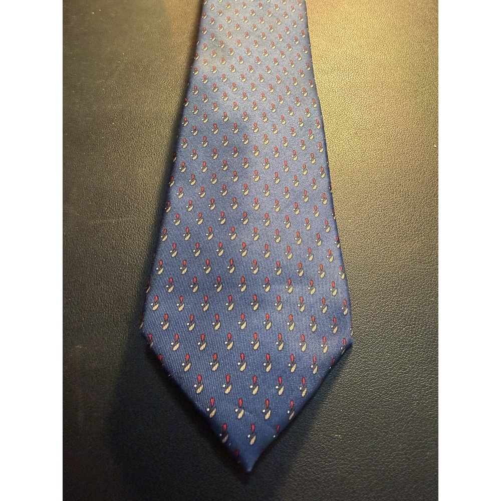 Christian Dior vintage 100% silk Blue Necktie with Patterned Foulard Print!